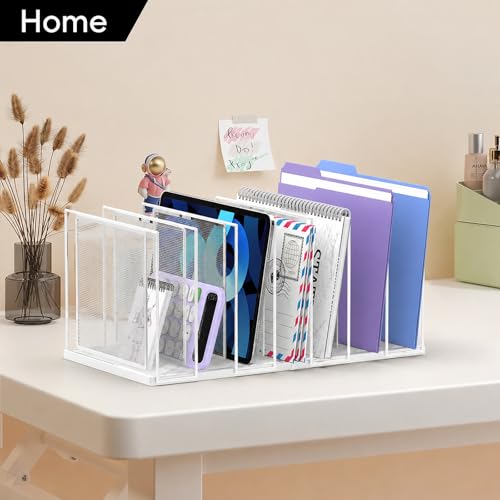 File Organizer for Desk, 7-Section Vertical File Sorter, Paper Holder Organizer Standing Metal File Folder for Office Home Classroom, White - color: White, size: 1 Pack 7-Section