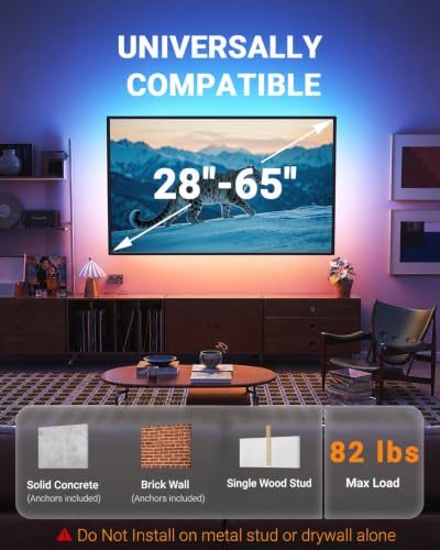 Perlegear TV Wall Mount with LED Lights for 28–65 Inch TVs up to 82 lbs - size: for 28-65 inch TVs