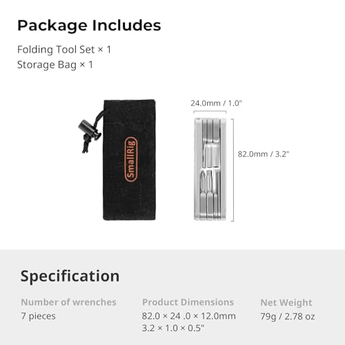 SMALLRIG Folding Tool Set with 7 Functional Tools for Camera - AAK2213D - color: Silver
