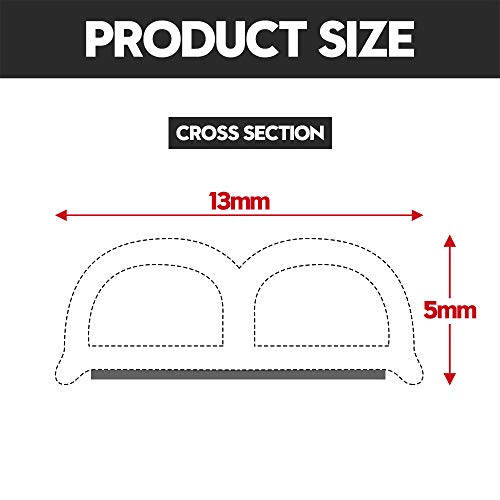 Universal Door Seal Strip for Car & Truck, Rubber Weatherstrip for Windows Sunroof & Engine Cover, Soundproof Protection(2 Rolls, 16.5 Ft Each) - size: 51/100" (W) x 1/5" (T) x 33' (L)
