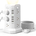 Surge Protector Power Strip Tower with 5 USB Ports and Night Light - color: White-5 USB A
