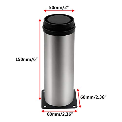 4 Pack Furniture Leg Set, 2" Dia 6" H Adjustable - size: 6 Inch