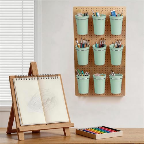 Pegboard Cups With Loops, 9 Pack Matcha Green Peg Board Holder Organizer - color: Matcha Green