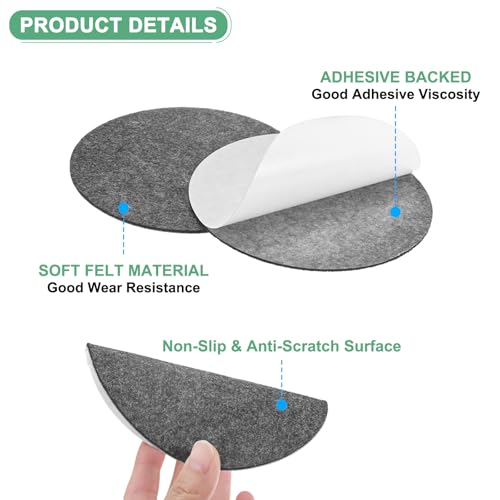 M METERXITY 30-Pack Lamp Base Felt, 5 Inch Dia. 2mm Thick Self Adhesive Round Fabric Felt Pads for Lamp/Furniture/DIY, Non-Slip Fiber Backed Patch Circles with Adhesive Backing [Grey] - color: Grey, size: 5" Dia