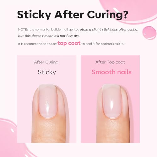 modelones Builder Nail Gel with Gel Base Top Coat, 3Pcs Baby Pink Builder - color: A3 Baby Pink Gel Builder with Base Top Coat, size: 0.5 Fl Oz (Pack of 3)