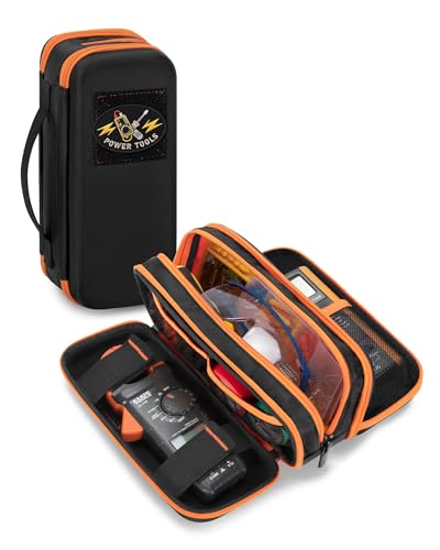 Hard Tool Carrying Bag, Zippered Multimeter Case with Handle