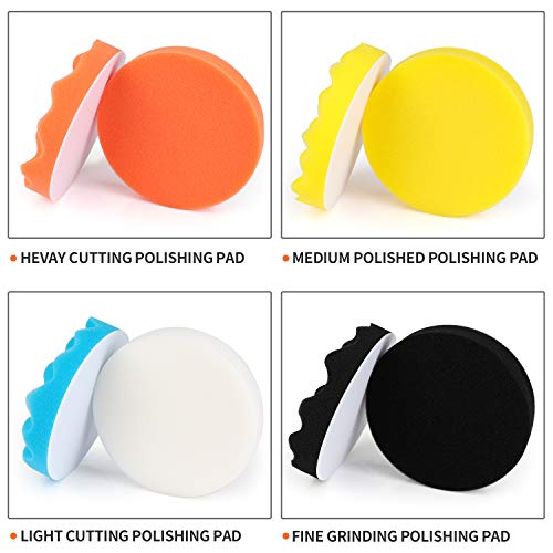 Kshineni Car Buffer Pads 6 Inch Buffing Polishing Pads, 11 Pcs Drill Buffing Kit, Auto Polisher Pads Car Foam Drill for Automotive Polishing, Waxing, Sanding, Sealing Glaze - size: 6Inch-11pcs