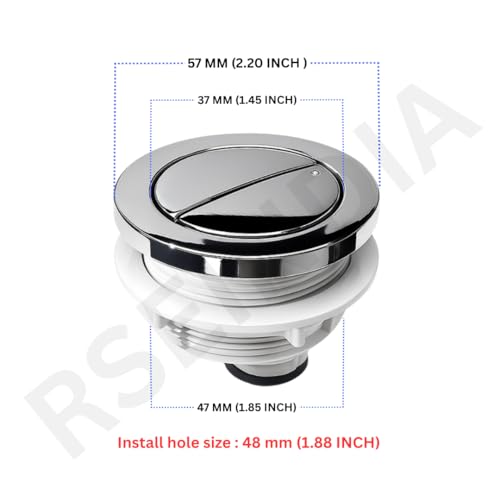 48 mm Dual Flush Valve Replacement Button,topper,pusher for Glacier Bay,AquaSource and other Dual Flush Toilets Designed for Tank Lid Mount,Half/Full Flush mechanism with 304 Steel Spring