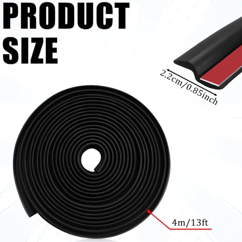 13Ft Weather Stripping Door Seal, Windshield Rubber Strip for Reducing Noise & Dust, Super Flexible Self-Adhesive Rubber Seal Strip Edge Trim Guards for Windshield/Doors Edges/Windows（Z-Shaped）
