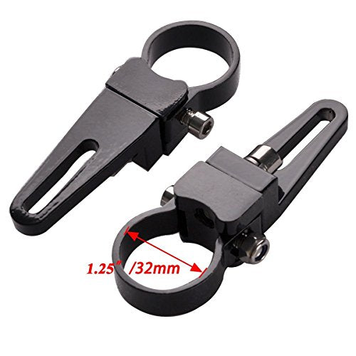 Universal-Fit 360 Adjustable 1.25" Tubular Clamp Light Mounts for Offroad LED Light Bar, Easy Positioning on Trucks & SUV Tube Surface, High-Grade Lightweight Aluminum, Black Sleek Finish, 2 PCS Set - size: 1.25" (32mm)