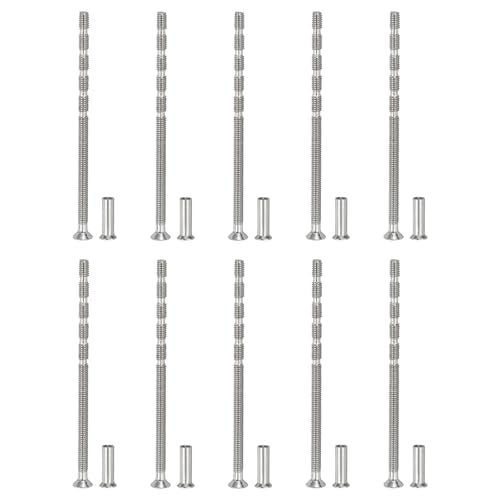 PATIKIL Cabinet Handle Screws M4 x 80mm, 10 Set Break Away Screws Drawer Pull Phillips Drive Flat Countersunk Head Bolts with Sleeve for Door Handle Lever - size: M4 x 80mm