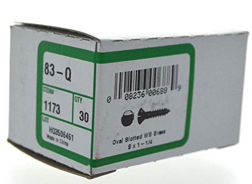 Hillman 1173 Brass Oval Head Slotted Wood Screw 8 x 1 1/4 in. 30-Pack