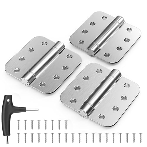 KOLET Self Closing Door Hinges, 4 x 4 Inches, Brushed Nickel, 3 Pack - color: Brushed Nickel