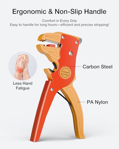 VCELINK Automatic Quickstrip Wire Stripper & Cutter 2-in-1, Red - color: Orange