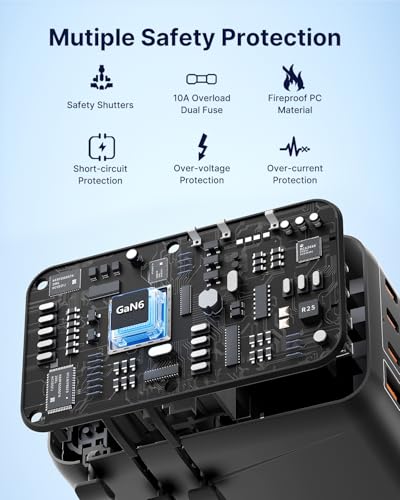 VINTAR Universal Travel Adapter 170W GaN, Fast Charger for EU UK US AU - color: 170W Black