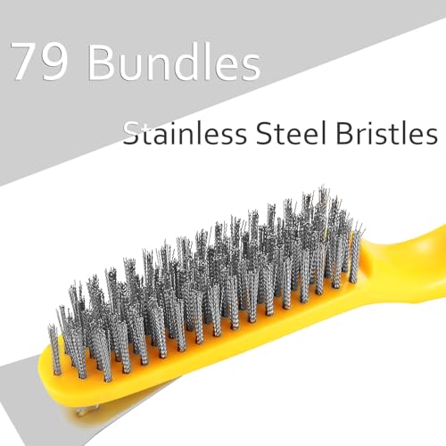 Stainless Steel Wire Brush 2 Pcs with Metal Scraper, Welding Slag Removal
