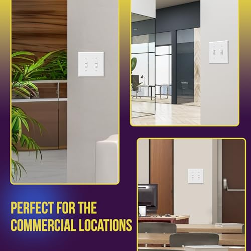 ENERLITES Double Toggle Light Switch Wall Plate, Size 2-Gang 4.50" x 4.57", Unbreakable Polycarbonate Thermoplastic, 8812-W-10PCS, White (10 Pack) - color: White, size: 2 Gang