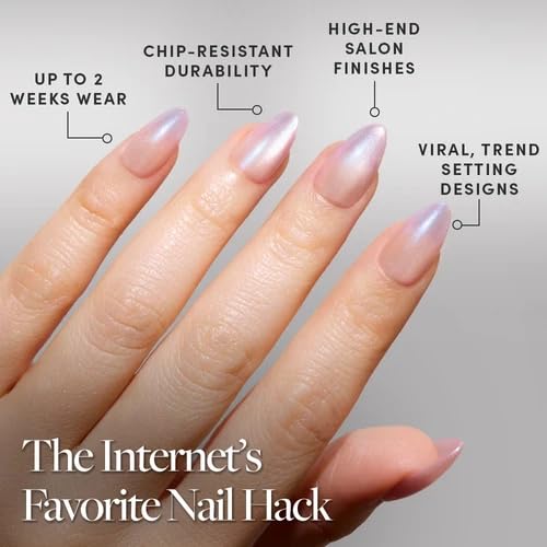Glamnetic Press On Nails - Short Almond, Velvet Fake Nails 30 Pc Full Kit - color: 3F - Polar Day