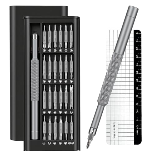 51 in 1 Precision Screwdriver Set with 24 Double-End Magnetic Bits, Aluminum Handle & Storage Box, Professional Repair Tool Kit for Electronics, Watch Laptop, DIY - color: 51 in 1