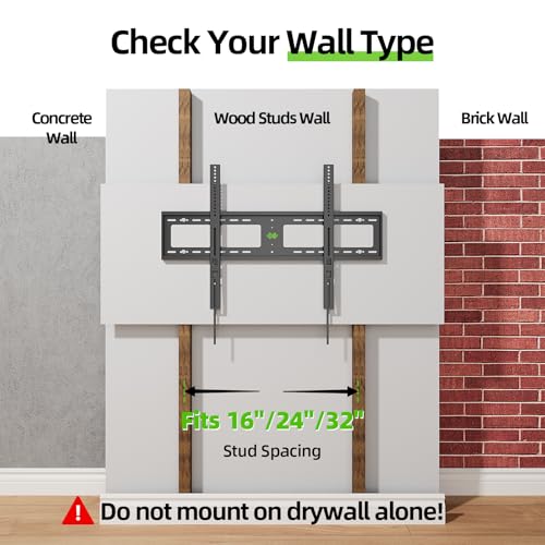 USX MOUNT Heavy Duty Fixed TV Wall Mount for 65-100 inch Flat TVs, Max Load 200 Lbs, Low Profile Bracket Fits 16" 18" 24" 32 inch Stud Spacing, Max VESA 800x600mm for Most 65 75 85 86 90 98 100 TVs - size: 65-100 inch