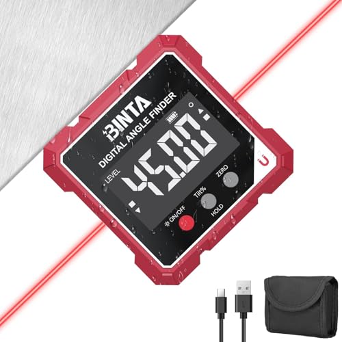 BINTA Digital Angle Finder with Laser, 4-side Magnetic Digital Angle Gauge