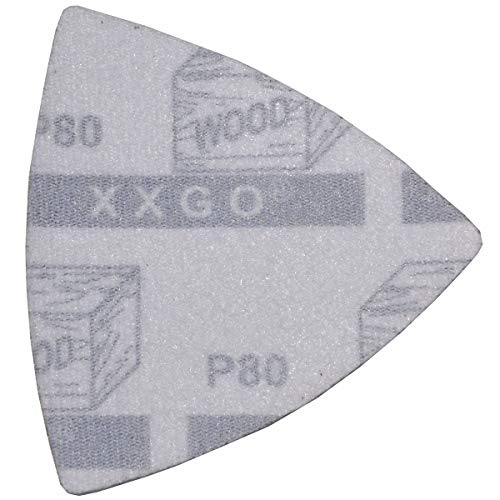 XXGO 60 Pcs 80 Grits 3-1/8" 80mm Triangle Oscillating Tool Sandpaper - size: 3-1/8 Inch Triangle - 80 Grit - 60 Pcs