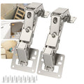 Furniware 2 Pair 170 Degree Frameless Soft Close Cabinet Hinges, Heavy Duty Hidden Hydraulic Lazy Susan Hinges Concealed for Corner Cabinet, Crawlspace Trap Door, Wardrobe(No Cup Grooving) - size: 170 Degree