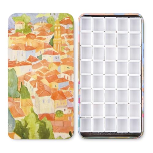 qianshan 40Pcs Empty Half Pans Watercolor Tin Palette with Magnetic Stripe - color: City