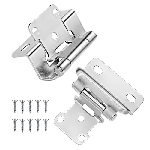 8 Pack (4 Pairs) 1/2 Inch Overlay Wrap Hinges Brushed Nickel Self Close - color: Brushed Nickel, size: 8 Pack (4 Pairs)