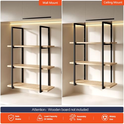3-Tier Square Shelf Bracket, Wall & Ceiling Mount, 2 Pack - size: 3 Tier Bracket-2 Pack