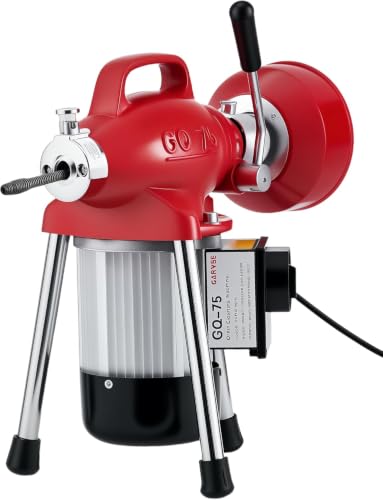 500W 400 RPM Auto Feed Electric Drain Cleaner Machine (66FT x 5/8" + 16FT x 3/8", Red) - color: Red
