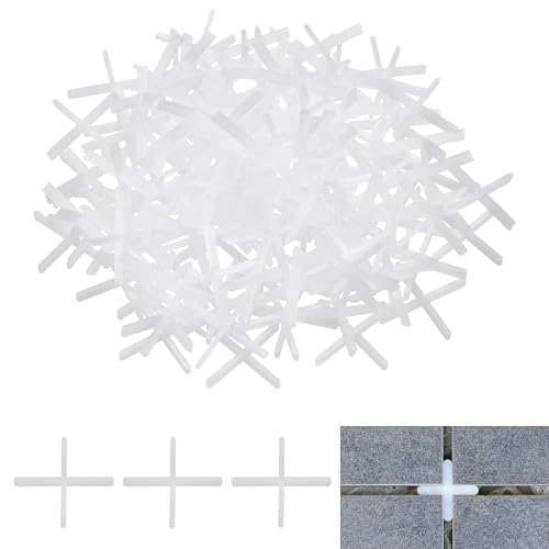 uxcell 400Pcs Tile Spacers, 1.5mm 1/16" Thick Cross Shape Wall Floor Tile Spacer Tiling Tools for Ceramic Tile Installation (PE Plastic, White) - size: 1.5mm