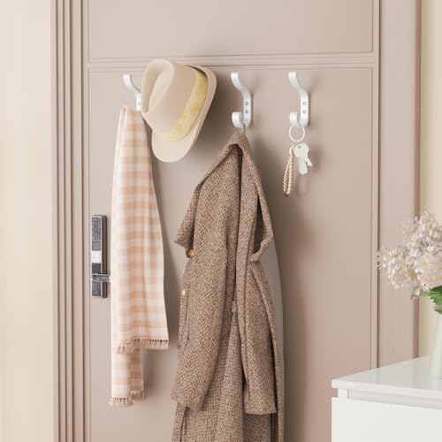 Coat Hooks Wall Mount,Heavy Duty Wall Hooks for Backpack,Towel,White 6 Pack - color: White, size: 6 Pack
