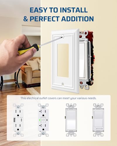 DEWENWILS Decorator Outlet Covers, White Metal Light Switch Cover Plates - color: White, size: 1 Decorator 2PK