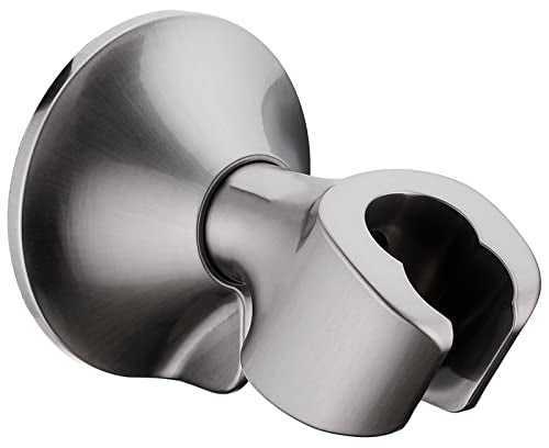 BRIGHT SHOWERS Handheld Shower Head Holder with Dual Angle Positions, Wall Suction Bracket Includes Adhesive 3M Disc, No Tools Required and Easy Installation, Brushed Nickel Finish - color: Brushed Nickel, style: Suction & Adhesive - 2 Angles