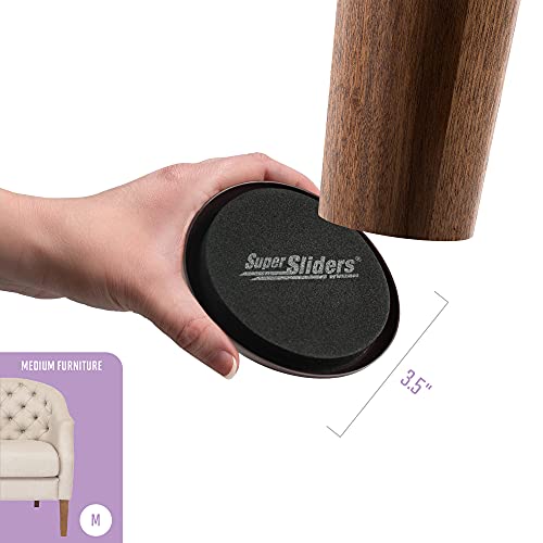 Super Sliders 3 1/2" Round Reusable Furniture Sliders for Carpet Easily Move Medium to Large Sized Items Across Carpet, 4 Pack Gray - color: Grey, size: 4 Count (Pack of 1)