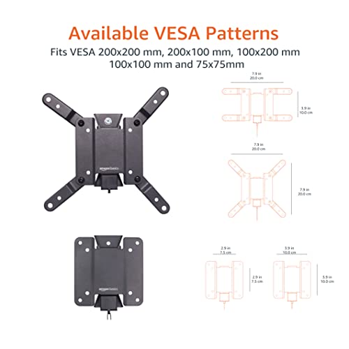Amazon Basics Tilting TV Wall Mount for Wood Studs, Fits 12-40 inch TVs up to 40 lbs, VESA 200x200, Black - size: 12" to 40", style: Tilting