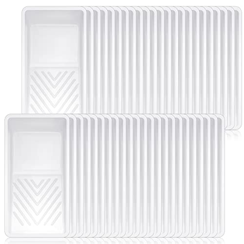 Geelin 50 Pcs Small Paint Tray Liner 4 Inch Mini Disposable Heavy Duty Plastic Roller Tray Liner with Deep Paint Pocket Compatible with Most 4" Rollers