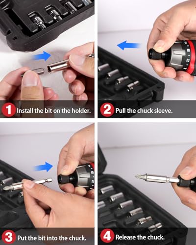 AVID POWER 4V Electric Cordless Screwdriver Set 5.65Nm 44 Bits with Case - color: 2-pink