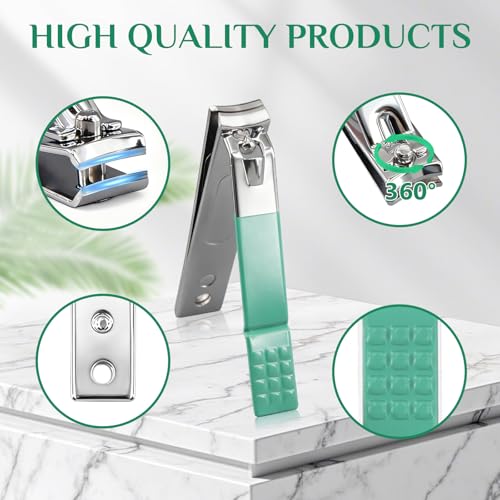 MINKINH 26-Piece Travel Manicure Set, Portable Nail Kit for Men and Women - color: Green