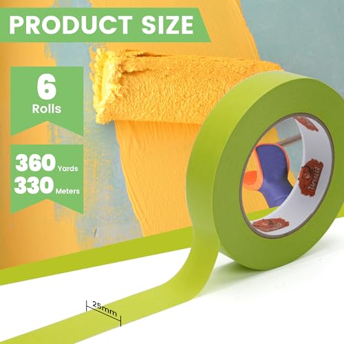 TAPEBEAR Green Washi Painters Tape 21-Days Clean Removal 1" x 60Yards - color: Green, size: 1" x 60Yard
