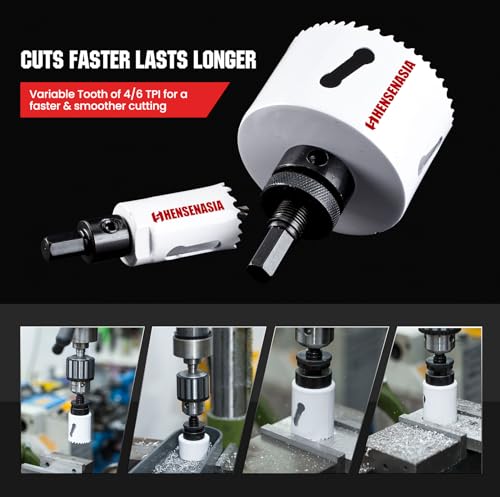 Bi Metal Hole Saw Kit, 30-Pieces All Purpose Combination Hole Saw Set Including 10" Extension, Sizes Range: 3/4" to 4-3/4", Increased Cutting Depth to 2", Ideal for Wood, Metal, PVC, Aluminum
