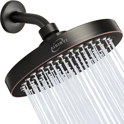 6" Rain Shower Head & 6" Shower Arm, Luxe Oil Rubbed Bronze Finish - color: Oil Rubbed Bronze, size: 6 Inch Round (1 PCS + Shower Arm)