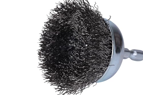 Century Drill & Tool 76211 Drill Cup Wire Brush, 1-3/4" Coarse & Crimped | 1/4" shank, 0." wire diameter, cuts steel & metal, heat and rust resistant coating - size: 1-3/4-Inch Coarse