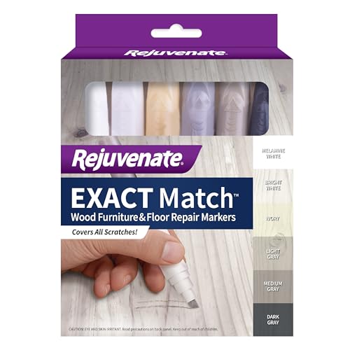 Rejuvenate Exact Match Wood Furniture & Floor Repair Markers, 6 Count, White/Gray Markers Cover All Scratches, Scuffs And Damage To Wood Furniture And Flooring - size: White/Gray (Pack of 1)