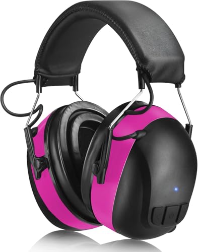 Kalence Gel Ear Pads Bluetooth 5.4 Hearing Protection Headphones, 30dB Noise Cancelling Headphones, 1200mAh Rechargeable Safety Earmuffs Bluetooth Ear Protection for Mowing,Pink - color: Pink-gel