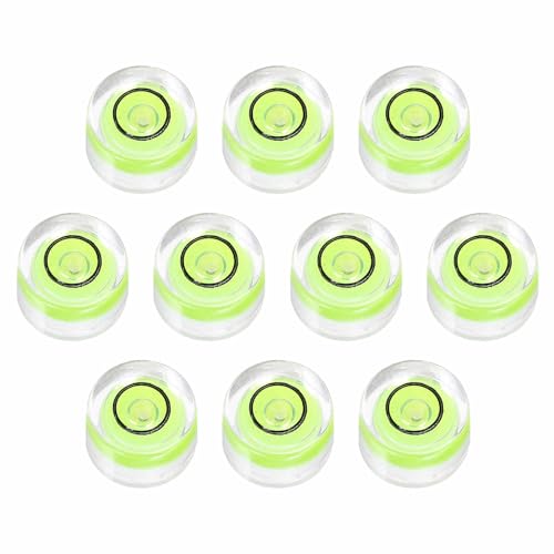 10pcs Round Bubble Level 10x6mm - Mini Circular Bullseye Spirit Levels Measuring Layout Tools for Leveling Camera/Tripod/Telescope/Workshop/Turntable/Pictures Frame, Green - color: Green, size: 10x6mm