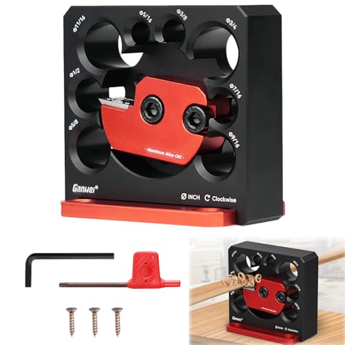 Adjustable Dowel Maker Jig Kit, Imperial 5/16 to 3/4 Inch Aluminum Alloy Dowel Rod Making Jig with 8 Holes, Drill Milling Auxiliary Tool for Making Round Wood Dowel Sticks