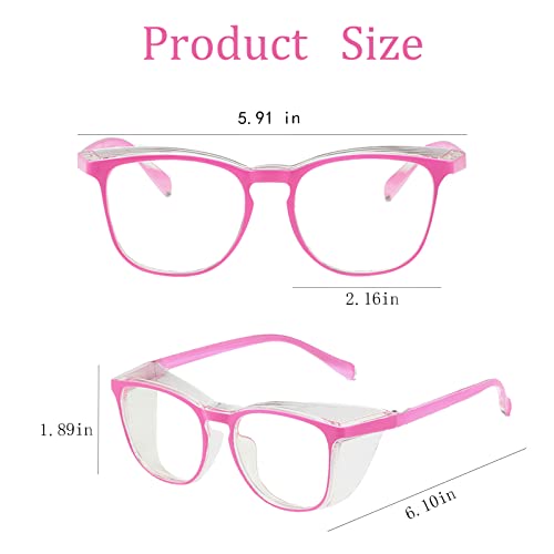 Safety Glasses for Men Women, Anti Fog Safety Goggles Comfortable Blue Light Blocking UV Protective Adult Nurse - color: Square Pink 1pack