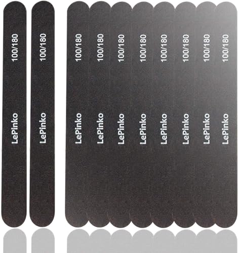 10PCS Double Sided 100/180 Grit Nail File Set - color: Black